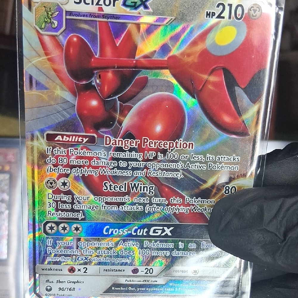 Pokemon Scizor GX Trading Card - Red and Blue